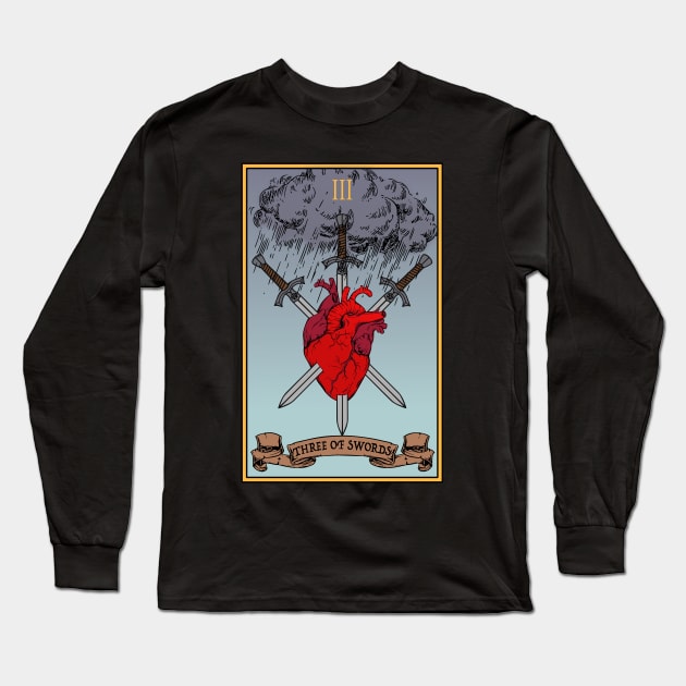 Three of Swords Long Sleeve T-Shirt by RavenWake